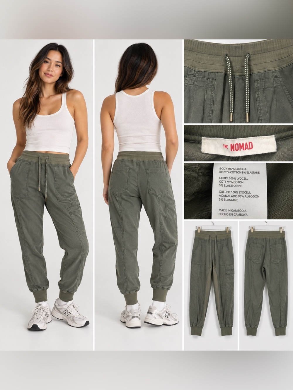 Anthropologie The Nomad Olive Green Cargo Jogger Pants Size Small
